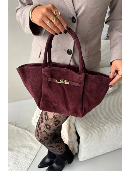 Kožená semišová kabelka bordová model 21728389 - Boto Kožená semišová kabelka bordová model 21728389 - Boto