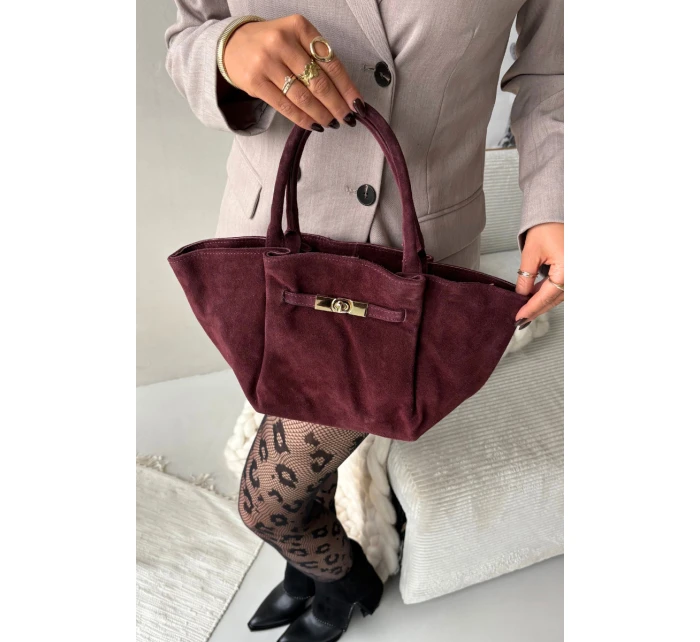 Kožená semišová kabelka bordová model 21728389 - Boto Kožená semišová kabelka bordová model 21728389 - Boto