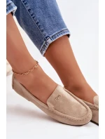 Dámské mokasíny s malým zlatým detailem tmavě béžové Sarivelle