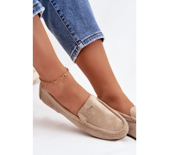 Dámské mokasíny s malým zlatým detailem tmavě béžové Sarivelle