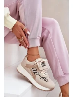 Dámské sportovní tenisky na platformě – béžové s panteřím vzorem Pumbes