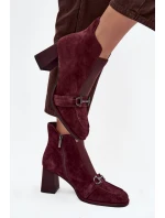 Dámské semišové botky na podpatku Artiker – bordó
