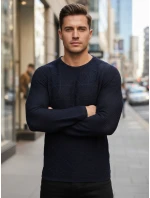 Pánský tmavě modrý svetr model 21995034 - FashionStreet Pánský tmavě modrý svetr model 21995034 - FashionStreet