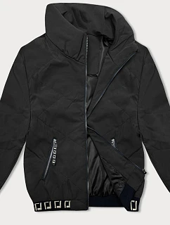 Krátká černá dámská bunda se stojáčkem model 18848664 - J.STYLE