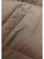 Tmavě béžová dlouhá hrubší dámská bunda s kapucí (5M3163-84) Tmavě béžová dlouhá hrubší dámská bunda s kapucí (5M3163-84)