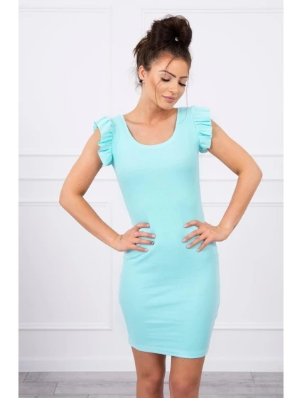 Šaty s nařasenými rukávy v mátové barvě Šaty s nařasenými rukávy v mátové barvě