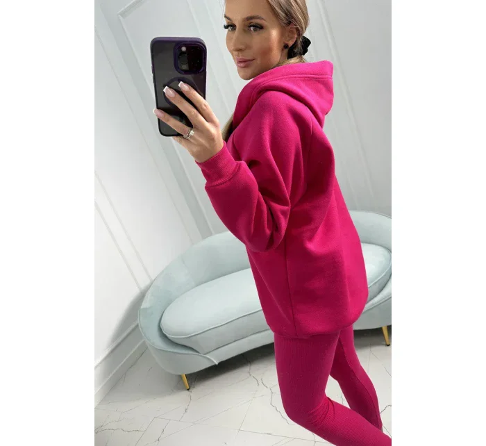 Sada 3 v 1 mikina, top a legíny fuchsiová