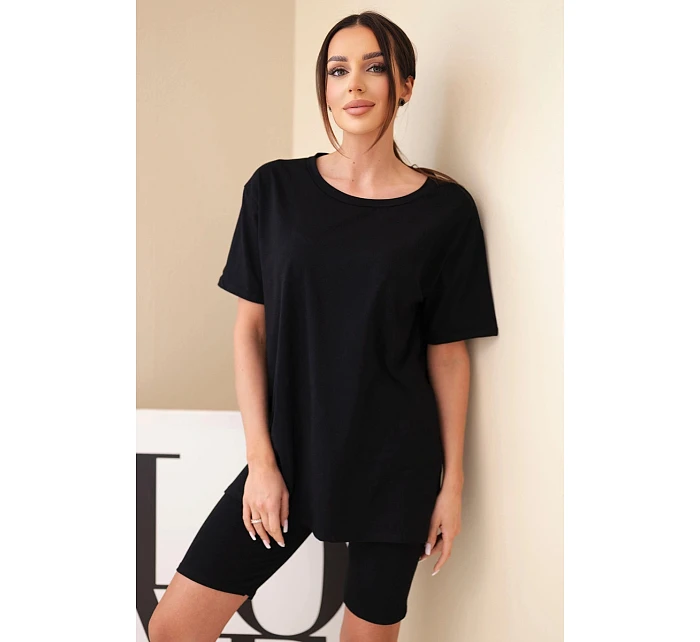 Dámský bavlněný komplet s krátkým rukávem a šortkami žlutý