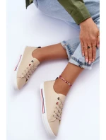 Kožené sportovní boty Dámské Bežové model 21632369 - EVENTO Kožené sportovní boty Dámské Bežové model 21632369 - EVENTO