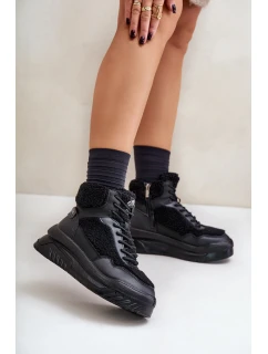 Dámské sneakersy na platformě s kožíškem typu beránek Lee Cooper LCJ-24-47-3145 Černé