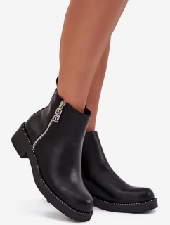 Dámské nízké kotníkové boty Vionna se zirkony – černé