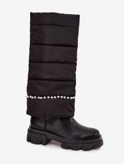 Dámské zateplené kozačky s korálky Irvette – černé
