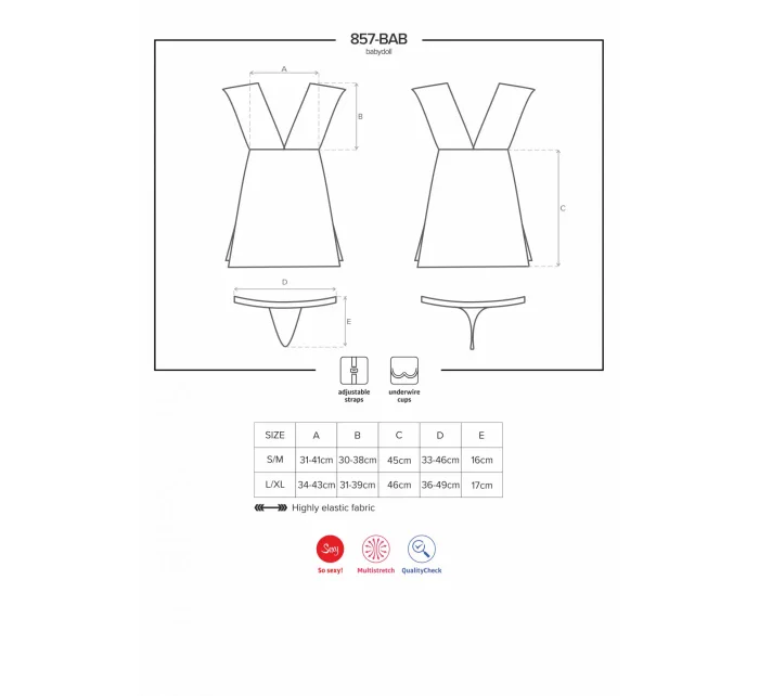 Rozkošná košilka 857 - BAB babydoll - Obsessive