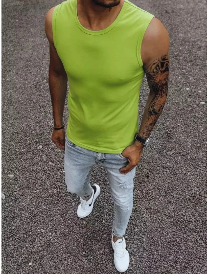 Pánské tričko bez rukávů bez potisku světle zelené Dstreet RX4917