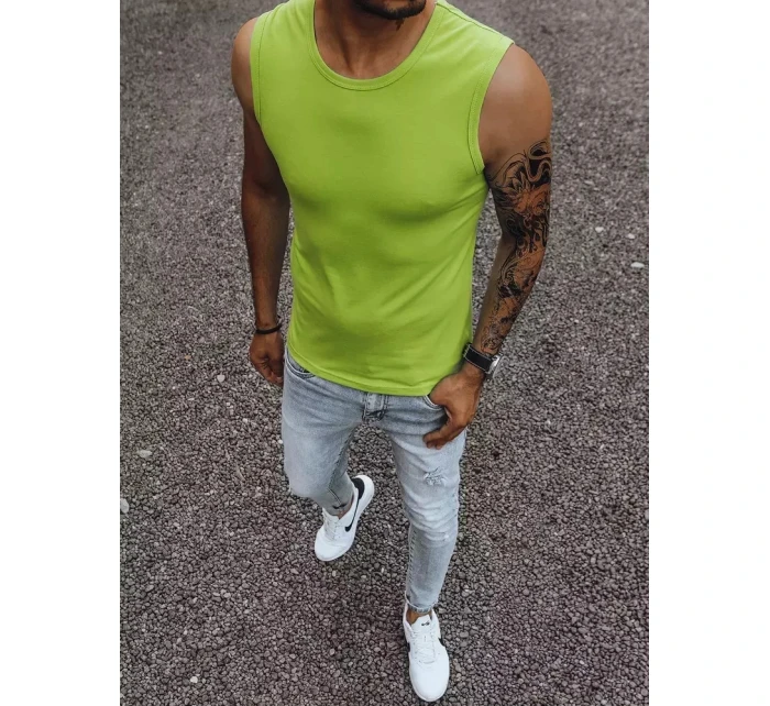 Pánské tričko bez rukávů bez potisku světle zelené Dstreet RX4917