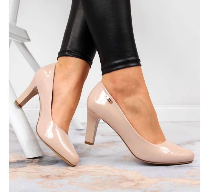 Sergio Leone W SK39J nude lakované lodičky na jehlovém podpatku