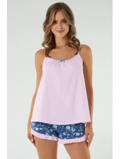 Italská móda Tulip full length short barva:růžová/potisk