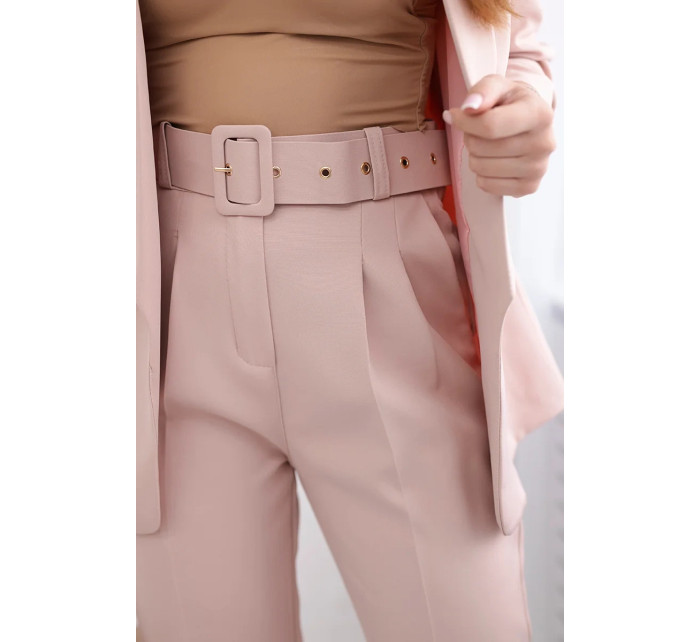 Elegantní souprava saka a kalhot pudrově růžová