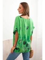 Dámská bavlněná košile s květinovým vzorem zelený Dámská bavlněná košile s květinovým vzorem zelený