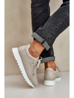 Kožené Sportovní Boty Na Platformě S Leskem D&A LR51-629 Béžové Kožené Sportovní Boty Na Platformě S Leskem D&A LR51-629 Béžové