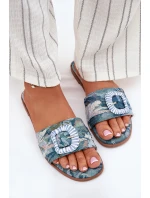 Ploché Dámské Pantofle S Ozdobnou Sponou Modré Clariola Ploché Dámské Pantofle S Ozdobnou Sponou Modré Clariola