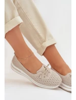 Kožené Ažurové Dámské Polobotky model 22013917 Béžové - S.Barski Kožené Ažurové Dámské Polobotky model 22013917 Béžové - S.Barski