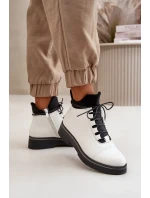 Dámské Zateplené Kotníkové Boty z Eko Kůže Bílé Dámské Zateplené Kotníkové Boty z Eko Kůže Bílé