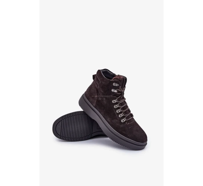 Semišové pánské zateplené trapery Big Star OO174189 hnědé Semišové pánské zateplené trapery Big Star OO174189 hnědé