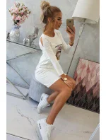 Šaty s potiskem model 18744170 ecru - K-Fashion Šaty s potiskem model 18744170 ecru - K-Fashion