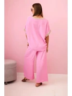 Viskózový komplet se zlatým lemováním světle růžová Viskózový komplet se zlatým lemováním světle růžová
