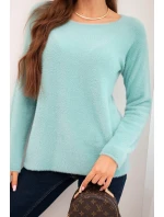 Svetr dámský z měkké pleteniny s kulatým výstřihem mátový