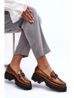 Dámské kožené polobotky s ozdobou zlatou model 21636797 - Laura Messi