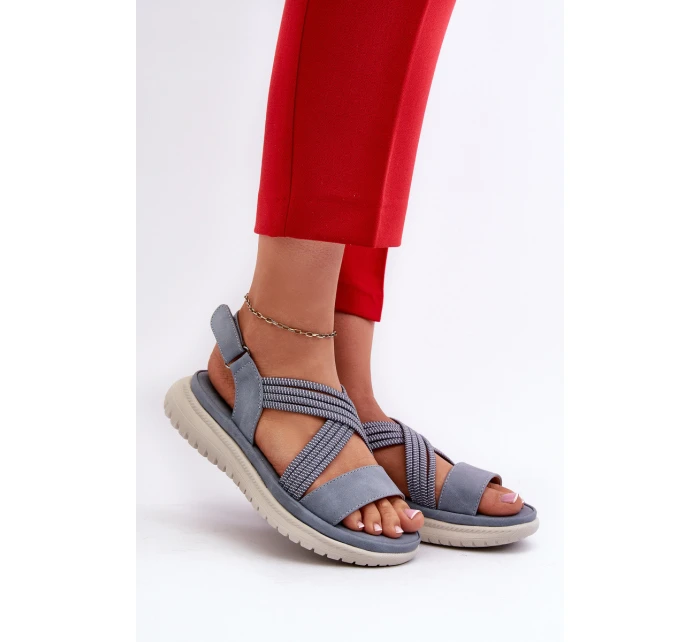 Lehké Dámské Pohodlné Sandály Na Suchý Zip Modré Ceclea