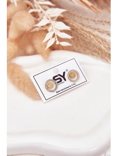 model 21772390 ocelové náušnice kruhy se zirkony zlaté - Boto