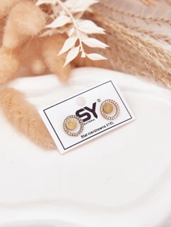 model 21772390 ocelové náušnice kruhy se zirkony zlaté - Boto