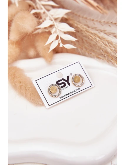 model 21772390 ocelové náušnice kruhy se zirkony zlaté - Boto model 21772390 ocelové náušnice kruhy se zirkony zlaté - Boto