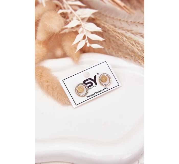 model 21772390 ocelové náušnice kruhy se zirkony zlaté - Boto model 21772390 ocelové náušnice kruhy se zirkony zlaté - Boto