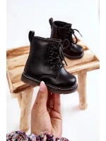 Dětské Kožené Kozačky Se Zipem Černe Omua