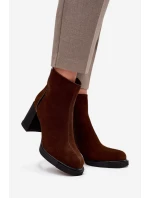 Dámské semišové botky Vinceza – na sloupkovém podpatku, hnědé Dámské semišové botky Vinceza – na sloupkovém podpatku, hnědé