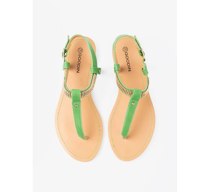 Luxusní  sandály dámské zelené bez podpatku