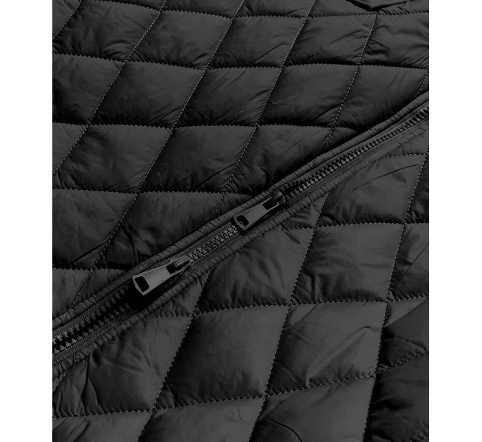 Jednoduchá černá prošívaná bunda s kapucí (AG6-29)