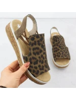 Dámské sandály na platformě s leopardím vzorem v béžové barvě Rieker 62741-90