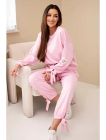 Dámská sada z viskózy s mašlemi máslová model 21937972 růžová - K-Fashion
