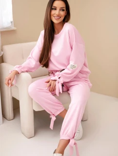 Dámská sada z viskózy s mašlemi máslová model 21937972 růžová - K-Fashion