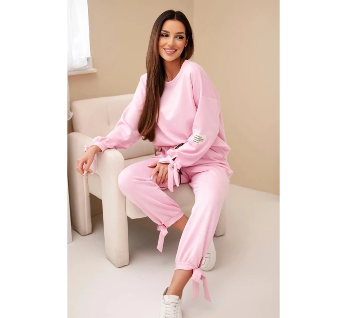Dámská sada z viskózy s mašlemi máslová model 21937972 růžová - K-Fashion