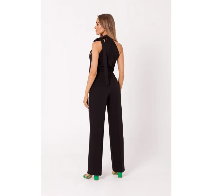 model 18383617 Kombinéza s výstřihem a vázáním černá - Moe