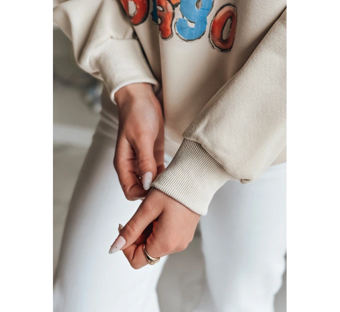 Dámská mikina s potiskem LALA VIBE beige FashionStreet BY1506