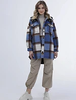 Dámské kostkované modré košilové sako (AG3-1813)