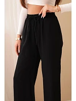 Viskózové kalhoty se širokými nohavicemi černý Viskózové kalhoty se širokými nohavicemi černý