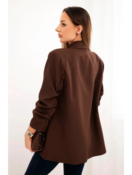Elegantní sako s klopami hnědé